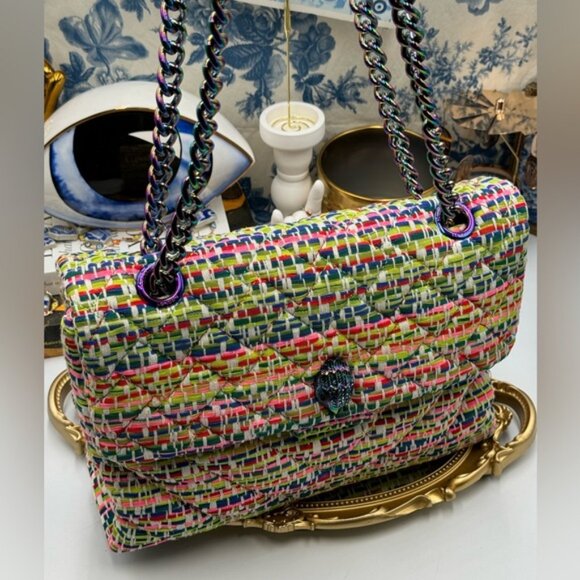 🆕 KURT GEIGER LONDON 🧿 NWOT Large Tweed Kensington, Multicolour Woven - Picture 5 of 15